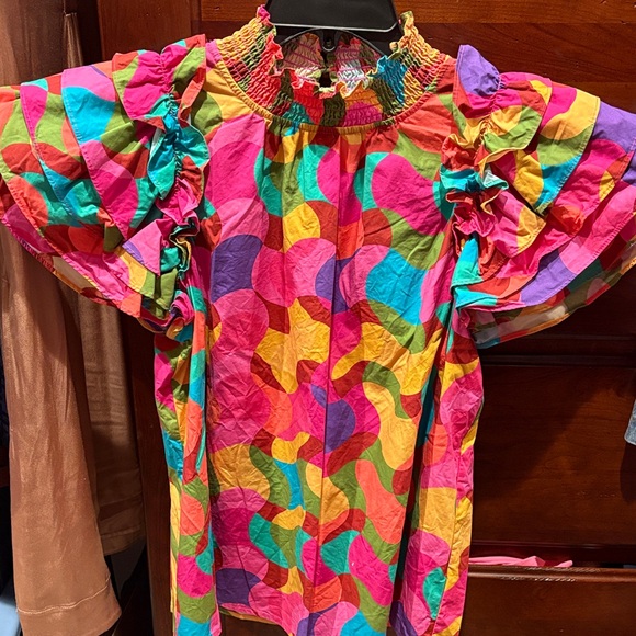 Peach Love California Tops - Peach Love Colorful Ruffled top